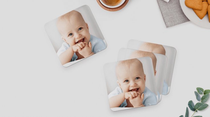 Custom Photo Coasters Celebrate any event with custom photo coasters, made with your photos or designs.
