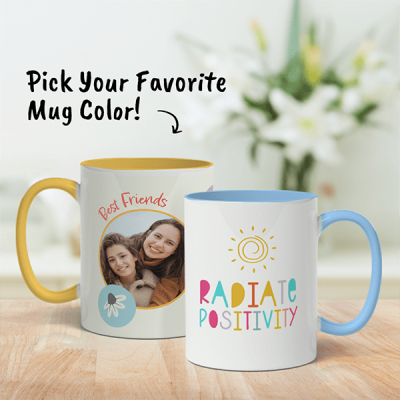 Sip and smile with a Custom Photo Mug. Simply choose from our wide range of colors and designs or upload your favorite photo.