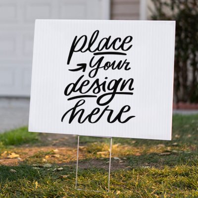 Each sign is made of a heavy duty corrugated plastic, and is two-sided. Photo yard signs are also printed horizontal in full color.