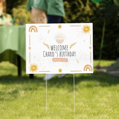 Each sign is made of a heavy duty corrugated plastic, and is two-sided. Photo yard signs are also printed horizontal in full color.